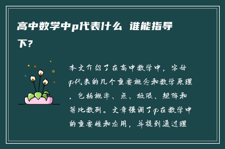 高中数学中p代表什么 谁能指导下?