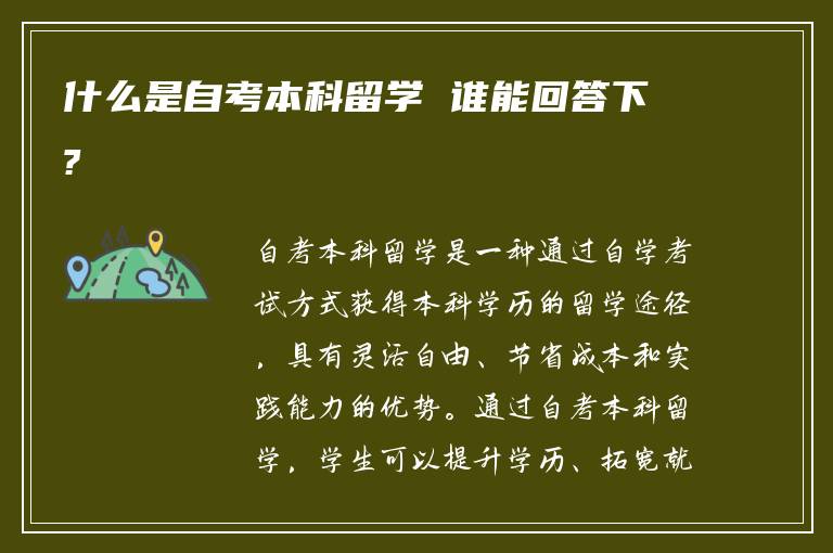 什么是自考本科留学 谁能回答下?