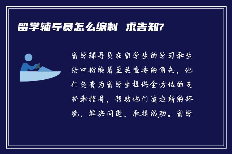 留学辅导员怎么编制 求告知?