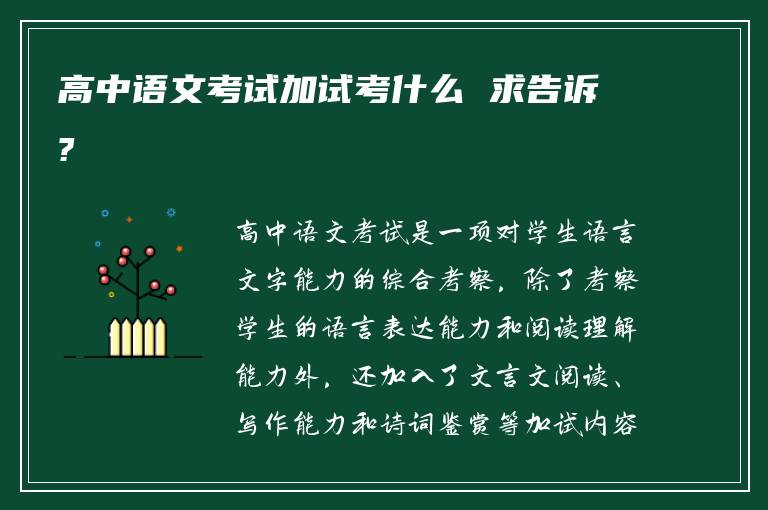 高中语文考试加试考什么 求告诉?